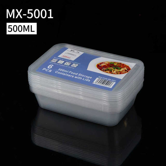 Plastic Food Container - 500ML PAK 6 (BOX QNTY 48) image 0