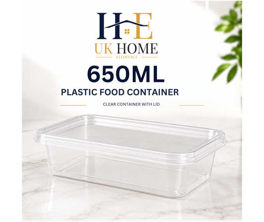 650ml Transparent Plastic Food Containers – Meal Prep & Takeaway