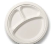 10" 3 Compartment Bagasse Plates 36x10 (1 Box of 10 packs) image 0