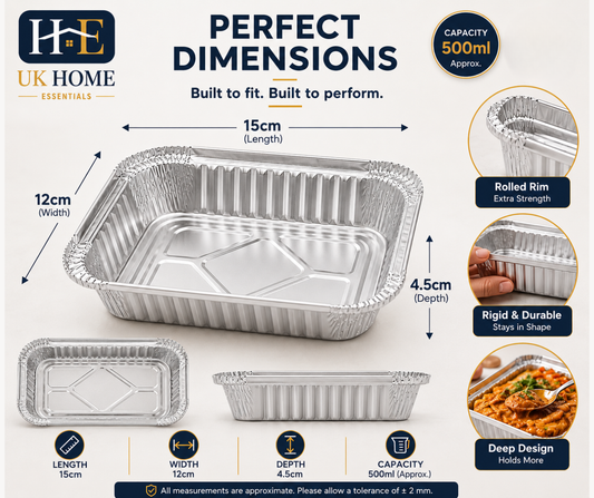 AF1500 Aluminium Foil Food Containers (15x12x4.6cm) – Takeaway & Meal Prep