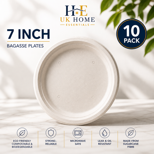 7 inch bagasse plate for parties and events