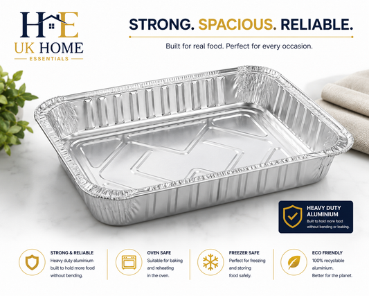 AF2600 Large Aluminium Foil Food Containers (26x19x6.5cm) – Sharing & Catering