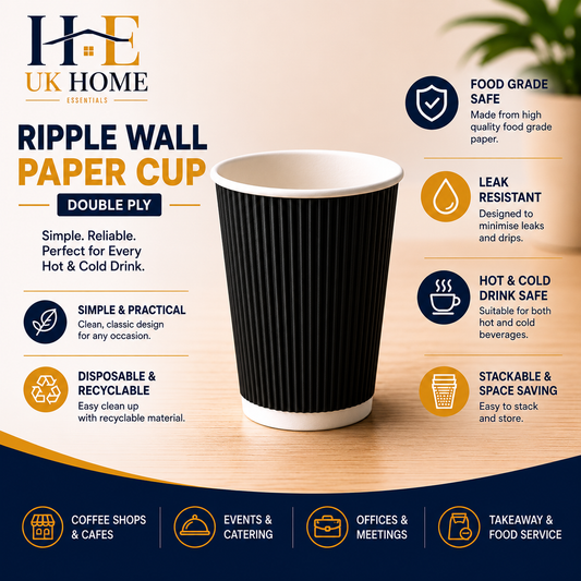 12oz Black Ripple Wall Cup (with Lid)