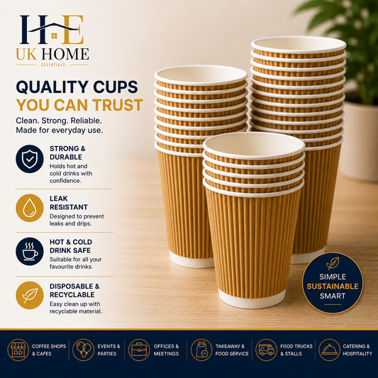 12oz Brown Ripple Wall Cup (with Lid)