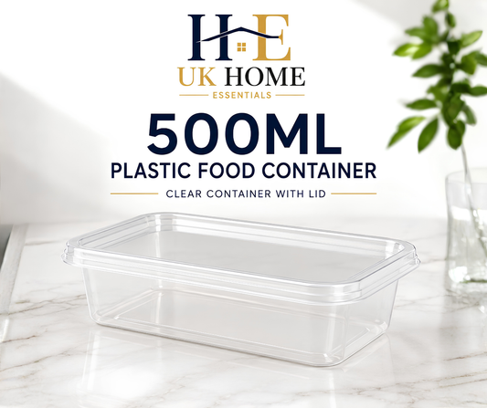 500ml Transparent Plastic Food Containers – Meal Prep & Takeaway