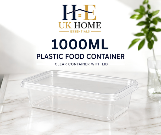 1000ml Transparent Plastic Food Containers – Meal Prep & Takeaway