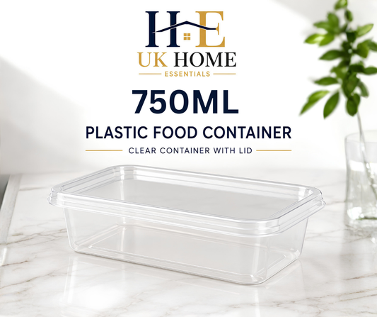 750ml Transparent Plastic Food Containers – Meal Prep & Takeaway