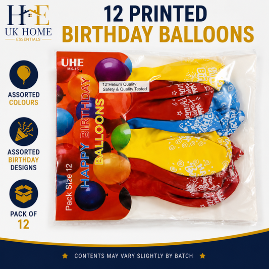 Printed Birthday Balloons — Pack of 12